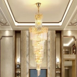 Escadas de luz pendente de teto alto de cristal europeu