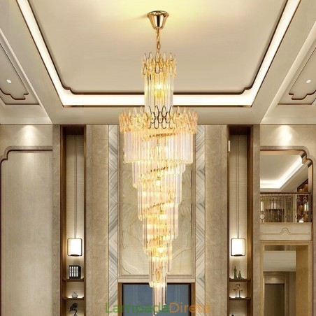Escadas de luz pendente de teto alto de cristal europeu Escadas de luz pendente de teto alto de cristal europeu
