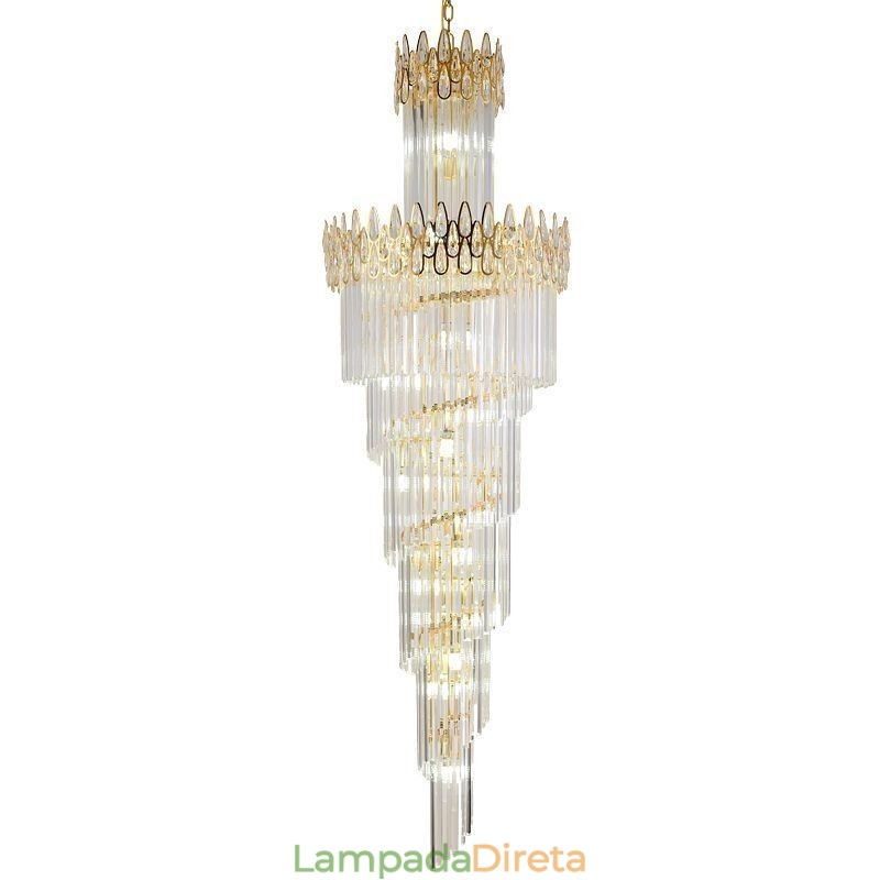 Escadas de luz pendente de teto alto de cristal europeu
