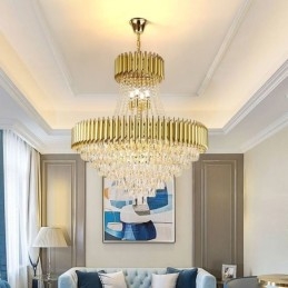 Luminária pendente de cristal moderna, luminária de teto redonda, luzes suspensas
