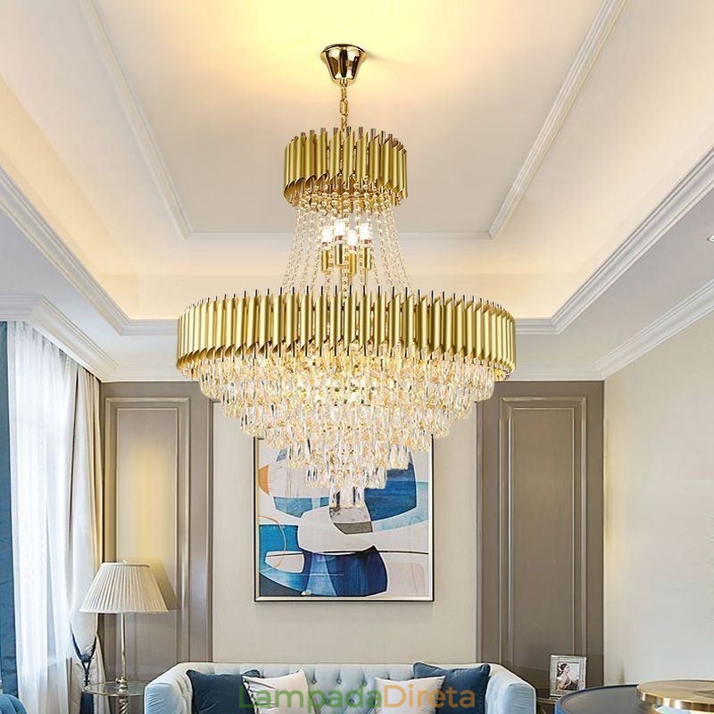 Luminária pendente de cristal moderna, luminária de teto redonda, luzes suspensas
