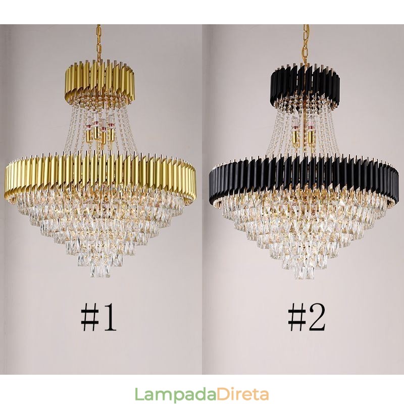 Luminária pendente de cristal moderna, luminária de teto redonda, luzes suspensas