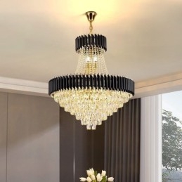 Luminária pendente de cristal moderna, luminária de teto redonda, luzes suspensas