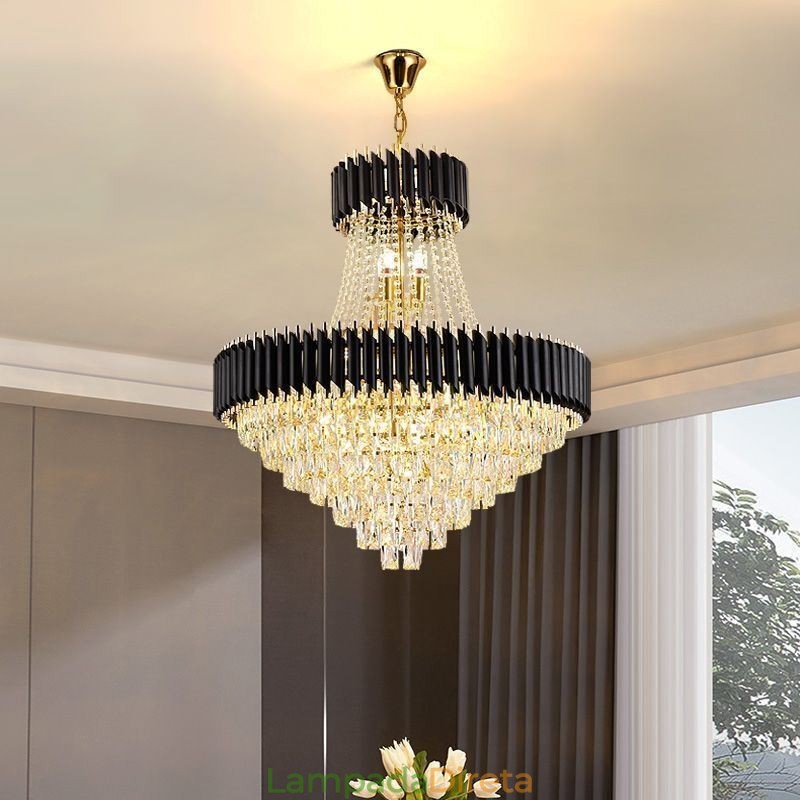 Luminária pendente de cristal moderna, luminária de teto redonda, luzes suspensas