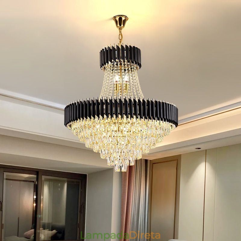 Luminária pendente de cristal moderna, luminária de teto redonda, luzes suspensas