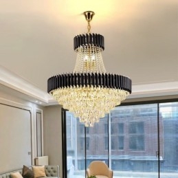 Luminária pendente de cristal moderna, luminária de teto redonda, luzes suspensas