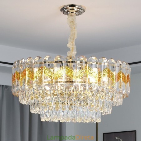 Luminária pendente de luxo em cristal para teto 9 12 16 luzes Luminária pendente de luxo em cristal para teto 9 12 16 luzes