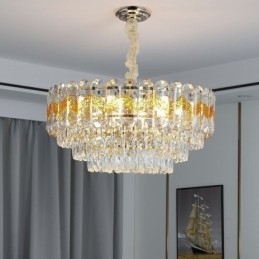 Luminária pendente de luxo em cristal para teto 9 12 16 luzes