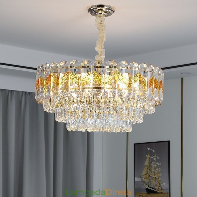 Luminária pendente de luxo em cristal para teto 9 12 16 luzes