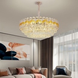 Luminária pendente de luxo em cristal para teto 9 12 16 luzes