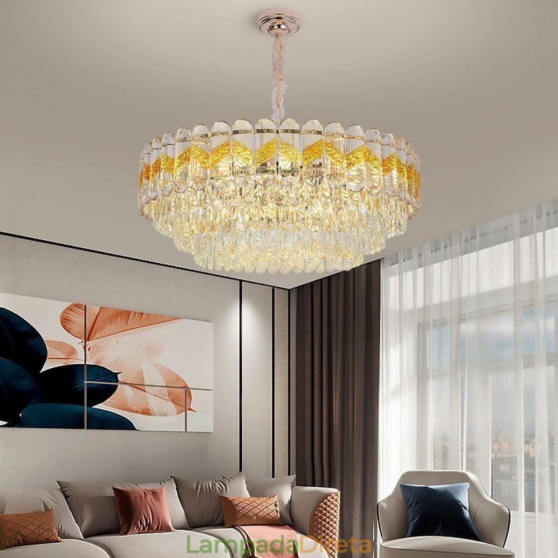 Luminária pendente de luxo em cristal para teto 9 12 16 luzes