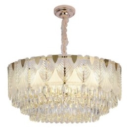 Luminária pendente de cristal com renda redonda para teto