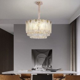 Luminária pendente de cristal com renda redonda para teto