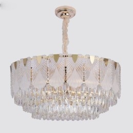 Luminária pendente de cristal com renda redonda para teto