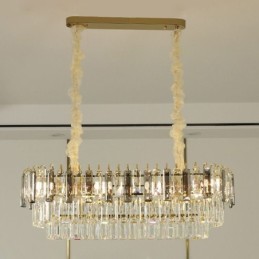 Luminária pendente retangular de cristal para teto