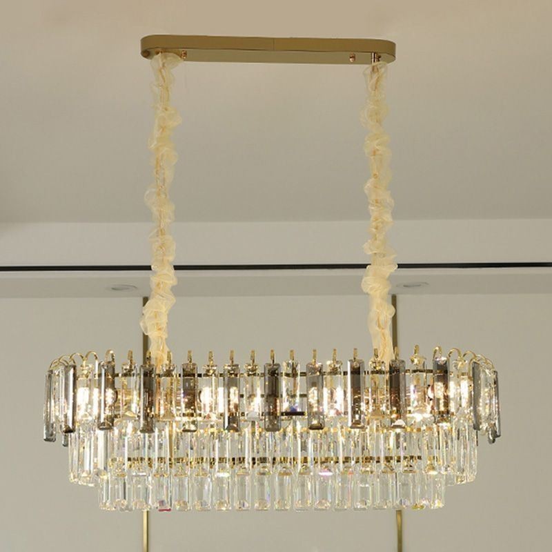 Luminária pendente retangular de cristal para teto