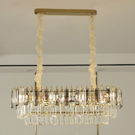 Luminária pendente retangular de cristal para teto Luminária pendente retangular de cristal para teto