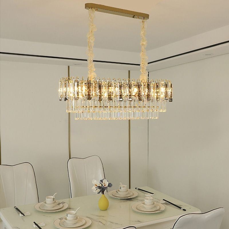 Luminária pendente retangular de cristal para teto