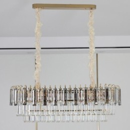 Luminária pendente retangular de cristal para teto