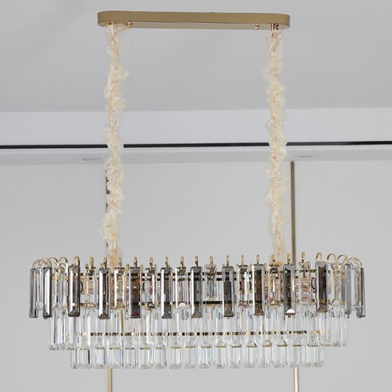 Luminária pendente retangular de cristal para teto
