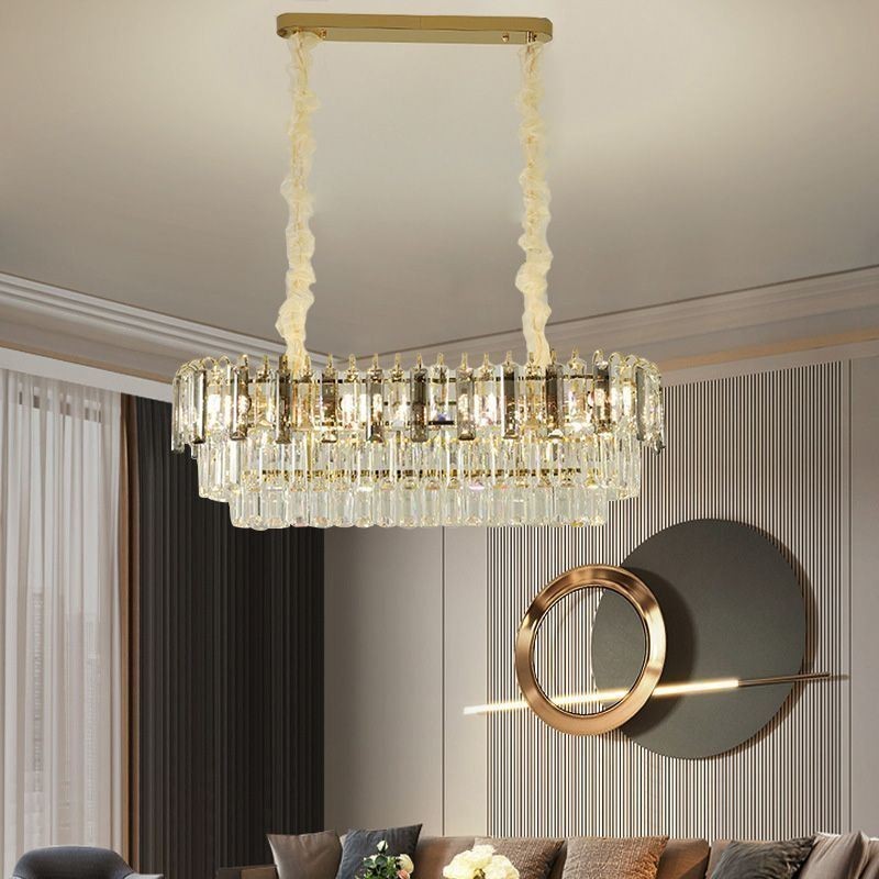 Luminária pendente retangular de cristal para teto
