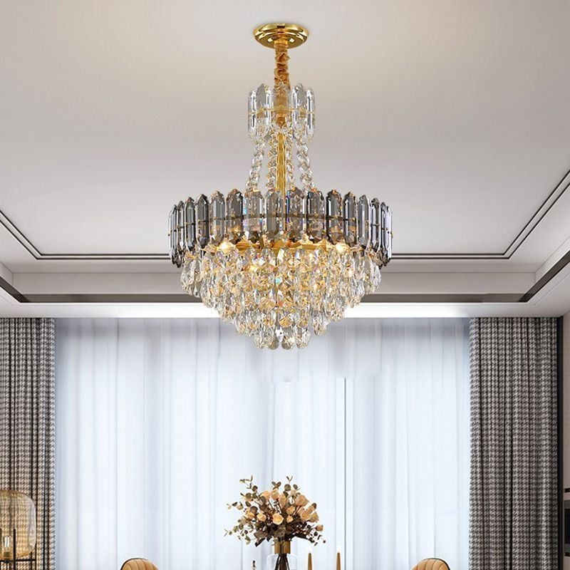 Luminária pendente de cristal cônica luminária suspensa