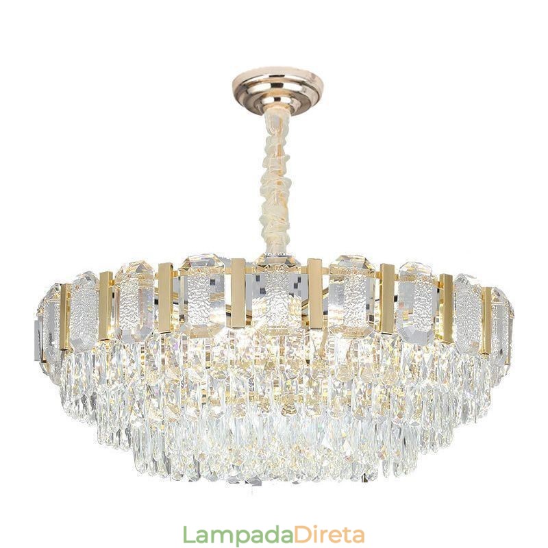 Luminária pendente de cristal redonda para teto