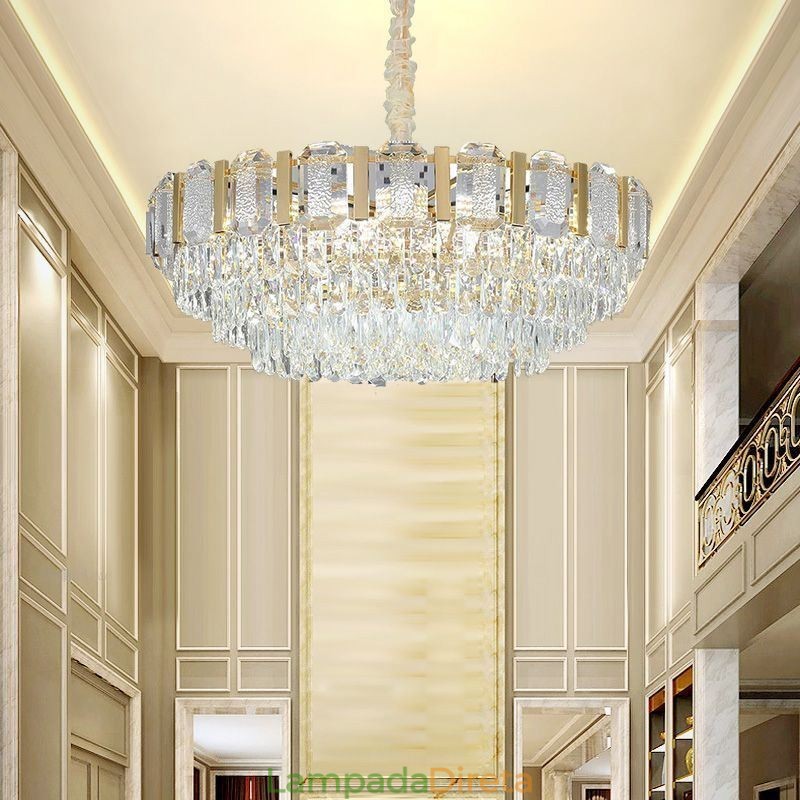 Luminária pendente de cristal redonda para teto