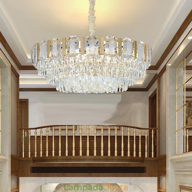 Luminária pendente de cristal redonda para teto