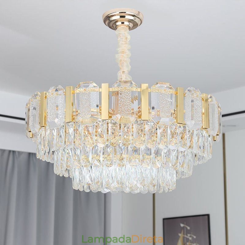 Luminária pendente de cristal redonda para teto