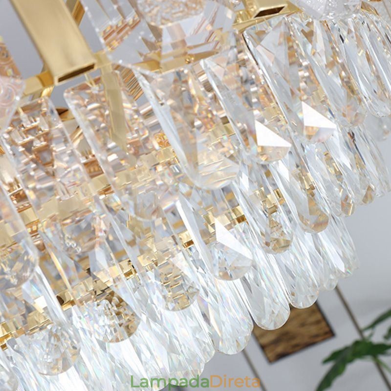 Luminária pendente de cristal redonda para teto