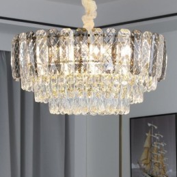 Luminária pendente europeia de cristal redonda para teto