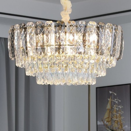 Luminária pendente europeia de cristal redonda para teto Luminária pendente europeia de cristal redonda para teto