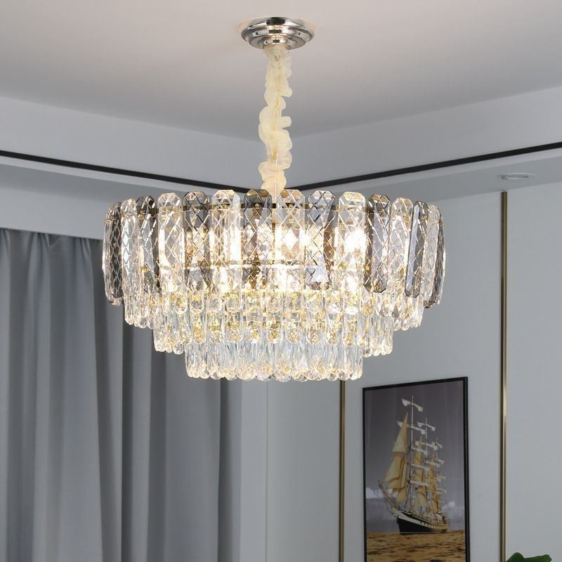 Luminária pendente europeia de cristal redonda para teto