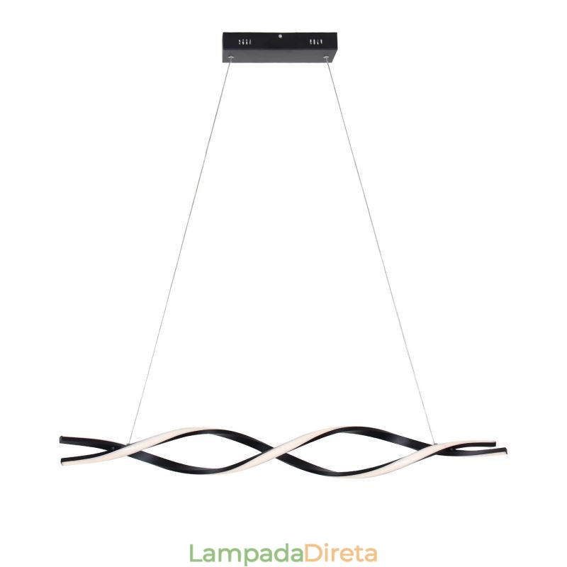 Iluminação pendente moderna, luzes suspensas em formato de onda preta
