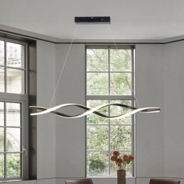 Iluminação pendente moderna, luzes suspensas em formato de onda preta