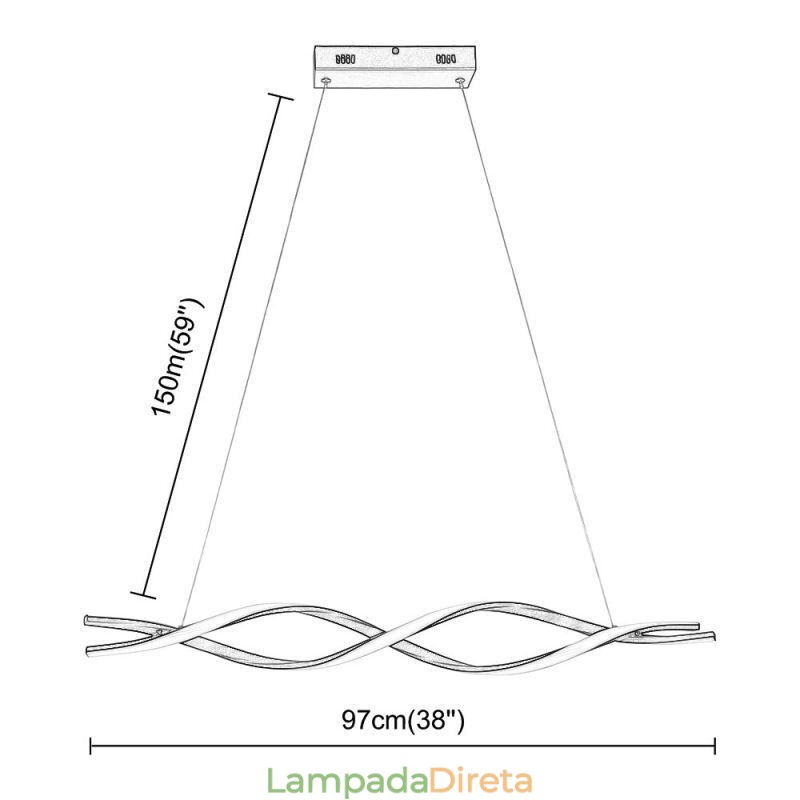 Iluminação pendente moderna, luzes suspensas em formato de onda preta