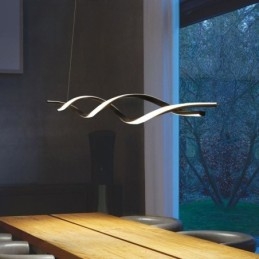 Iluminação pendente moderna, luzes suspensas em formato de onda preta