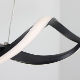 Iluminação pendente moderna, luzes suspensas em formato de onda preta
