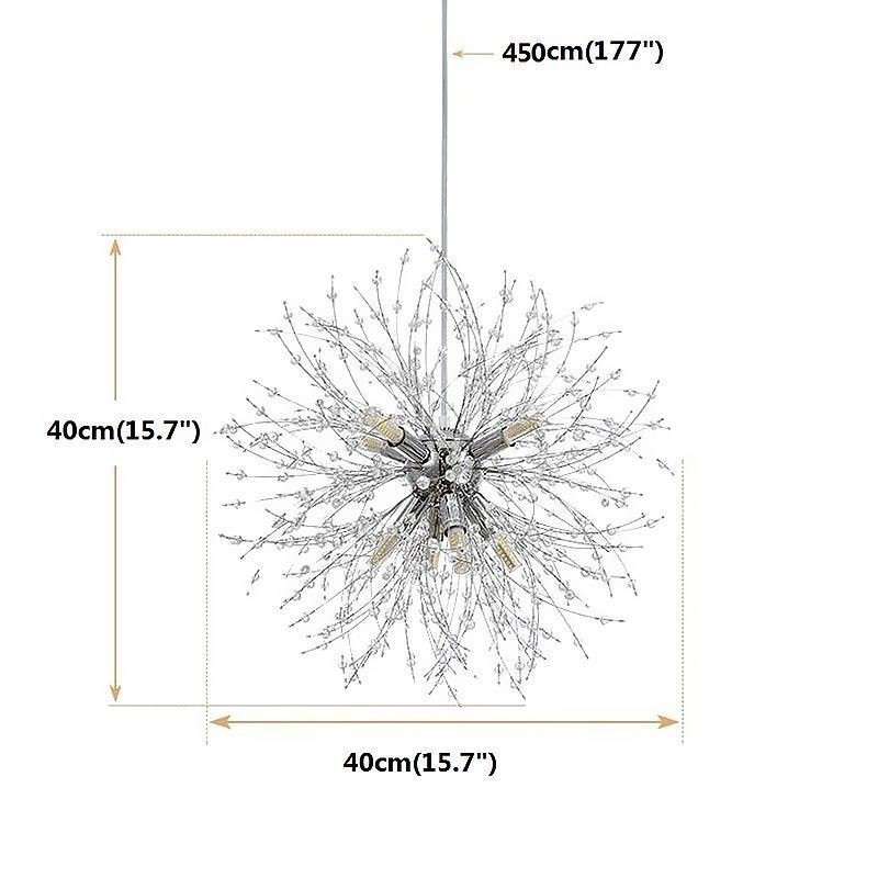 Lustre de fogos de artifício 8 luzes pendente dente de leão