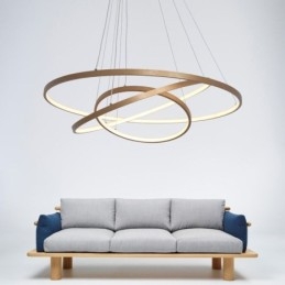 Luminária pendente moderna, lustre, iluminação de teto com 3 anéis