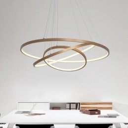 Luminária pendente moderna, lustre, iluminação de teto com 3 anéis