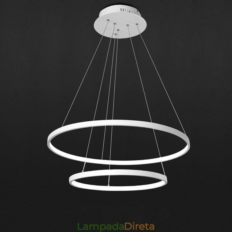 Luminária pendente simples e moderna de alumínio com anel duplo