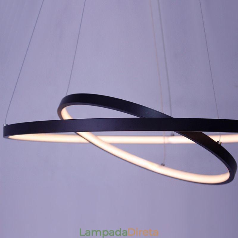 Luminária pendente simples e moderna de alumínio com anel duplo