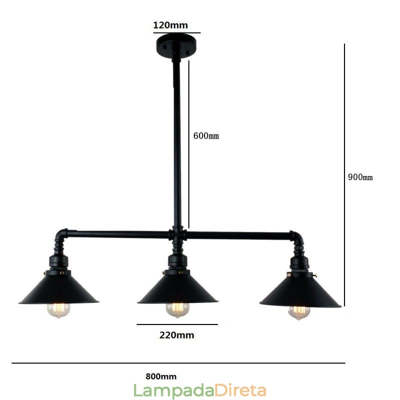3 Luz Retro Industrial Vintage Water Pipe Pendant Light Chandelier Country Estilo Rústico
