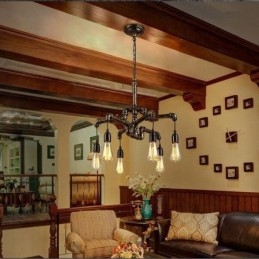 6 Luz Retro Industrial Vintage Water Pipe Pendant Light Chandelier Country Estilo Rústico