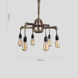 6 Luz Retro Industrial Vintage Water Pipe Pendant Light Chandelier Country Estilo Rústico