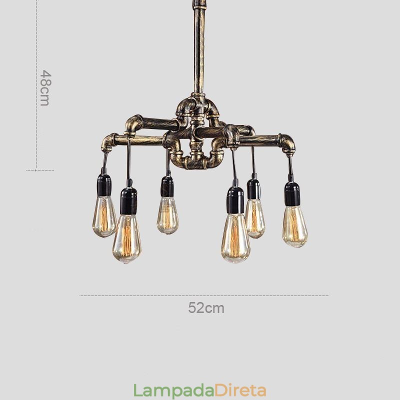 6 Luz Retro Industrial Vintage Water Pipe Pendant Light Chandelier Country Estilo Rústico