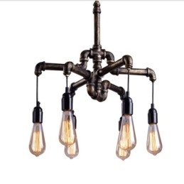 6 Luz Retro Industrial Vintage Water Pipe Pendant Light Chandelier Country Estilo Rústico