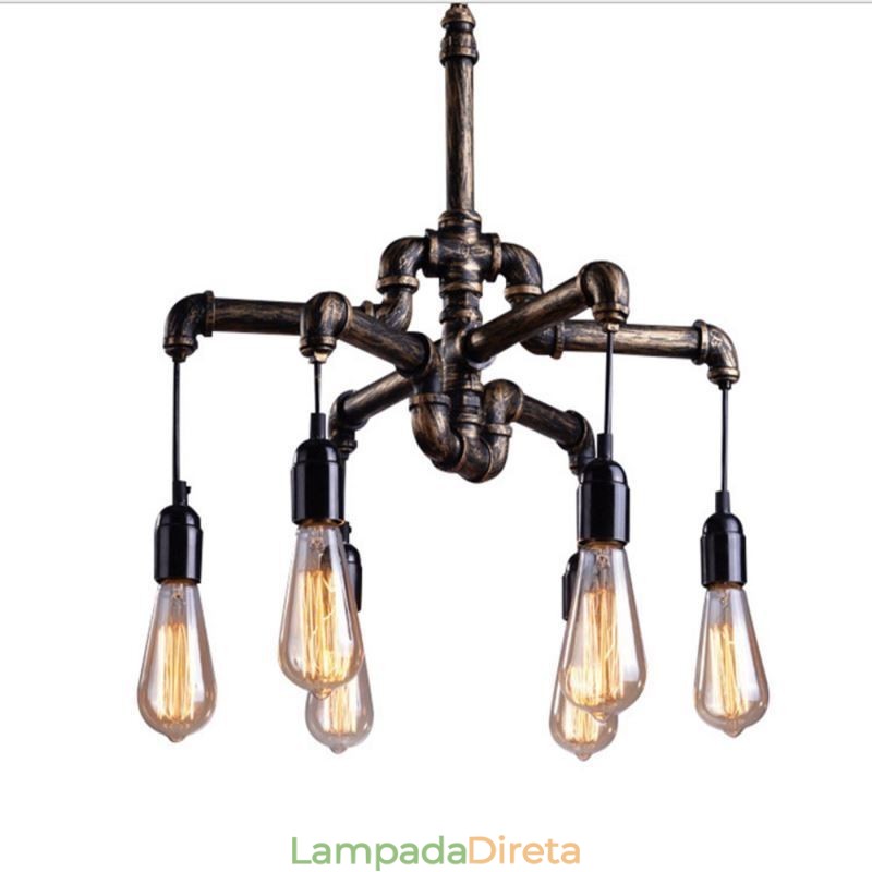 6 Luz Retro Industrial Vintage Water Pipe Pendant Light Chandelier Country Estilo Rústico